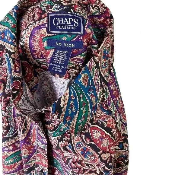 Chaps Shirt Women 1X Black Paisley Non Iron Long Sleeve Button Top Fall Classic - Picture 6 of 6